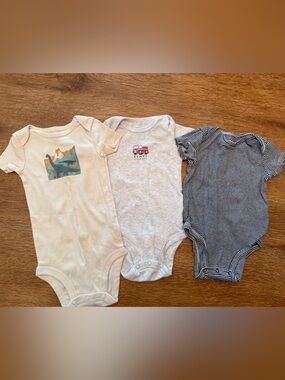 Carter's Neutral & Navy Baby Bodysuit Trio